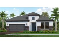 A new, single-Gathering home with gray roofing and stone accents at 429 Alberata Way, Nokomis, FL 34275