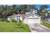 Single-story house with a white exterior and a two-car garage at 2843 Abbotsford St, North Port, FL 34287