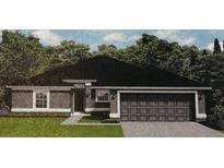 Rendering of a single-story house with a two-car garage at 1083 Blackwood Cir, North Port, FL 34286