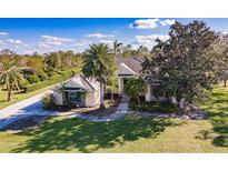 One-story house with a large yard and palm trees at 22575 Morning Glory Cir, Bradenton, FL 34202