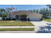 One-story home with a two-car garage, well-maintained lawn and American flag at 4569 35Th Avenue E Cir, Palmetto, FL 34221