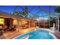 Relaxing backyard with screened-in pool, covered lanai with pool table, and ample lounging space at 2264 Floyd St, Sarasota, FL 34239