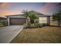 Charming single-story home with a well-manicured lawn and a two-car garage at 10605 58Th E St, Parrish, FL 34219