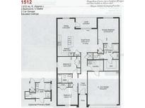 Detailed floor plan showcasing three bedrooms, two baths, a kitchen, dining area, great room, lanai, and a two-car garage at 2684 Averland Loop, North Port, FL 34287