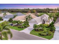 Beautiful home with a well-manicured lawn, palm trees, and a private driveway at 6547 Oakland Hills Dr, Lakewood Ranch, FL 34202