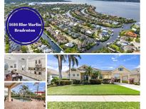 Real estate listing image collage featuring interior, exterior, and aerial views of property at 4616 Blue Marlin Dr, Bradenton, FL 34208
