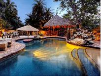 Resort-style pool featuring a tiki bar, umbrella, and inviting lighting at 2212 6Th W St, Palmetto, FL 34221