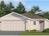 Charming single-Gathering home featuring a two-car garage, neutral paint scheme and manicured lawn at 3707 Ambersweet Crossing, Parrish, FL 34219