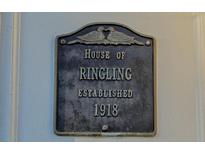Close up of the sign for the Ringling House established in 1918 at 7715 Westmoreland Dr, Sarasota, FL 34243