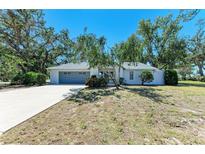 Charming single-story home featuring a well-maintained front yard, mature trees, and a two-car garage at 2402 Scenic Dr, Venice, FL 34293