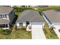 Lovely single-story home with a two-car garage, manicured lawn, and beautiful landscaping at 17715 Cantarina Cv, Bradenton, FL 34211