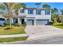 Charming two-story home featuring a three-car garage and well-manicured landscaping at 7612 Mill Hopper Ct, Palmetto, FL 34221
