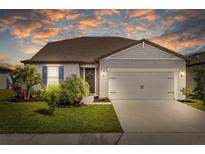 Charming single-story home with manicured lawn, two-car garage, and beautiful landscaping at 11221 Gallatin Trl, Parrish, FL 34219