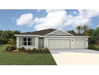 Beautiful single-story home with a two-car garage and manicured front lawn at 17231 Whiskey Creek Trl, Parrish, FL 34219