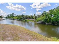 Scenic water view with lush greenery and a bright, partly cloudy sky, creating a tranquil and inviting atmosphere at 1665 Harmony Dr, Port Charlotte, FL 33952