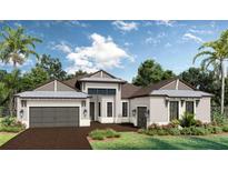 Stunning single-story home featuring a three-car garage, beautifully landscaped yard, and a modern design at 1019 Tideline Cv, Bradenton, FL 34209