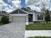 Charming single-Gathering home boasts a brick driveway and well-manicured lawn at 19575 Fort King Run, Brooksville, FL 34601