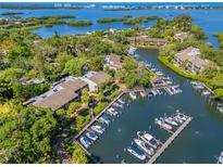 Stunning aerial view of the community, highlighting the marina and waterfront access at 1621 Boathouse Cir # 125, Sarasota, FL 34231