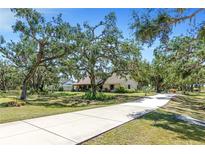 Charming single-story home on expansive lawn featuring mature trees and a long concrete driveway at 7407 91St E St, Palmetto, FL 34221