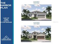 Two exterior elevation options for The Harbor Plan from Yoder Homes at Lot 17 Simberg St # Blk 1263, North Port, FL 34291