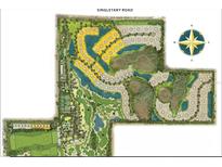 An aerial view of a Primary-planned community featuring a golf course, ponds, and diverse residential lots at 11149 Price Ln, Myakka City, FL 34251