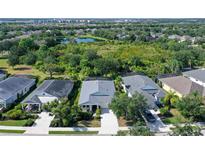Beautiful aerial view of homes showing the backyard pool and well maintained landscaping at 12133 Forest Park Cir, Bradenton, FL 34211