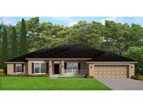 Charming single-story home featuring a well-manicured lawn, attached two-car garage, and traditional architectural design at 1798 Yalta Terr., North Port, FL 34286