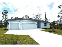 Charming single-story home featuring a two-car garage, well-manicured lawn, and a paved driveway at 12089 Mayfair Ave, Port Charlotte, FL 33981