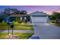 Charming home featuring a manicured lawn, beautiful landscaping, and an attached two-car garage at 2402 16Th W St, Palmetto, FL 34221