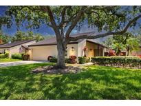 Charming single-story home with lush landscaping, mature trees, and a well-manicured lawn at 3914 Glen Oaks Manor Dr, Sarasota, FL 34232