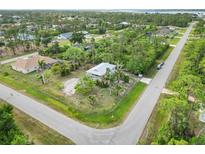 An aerial view of a quaint home with lush surroundings and a peaceful neighborhood at 5403 Fleming St, Port Charlotte, FL 33981