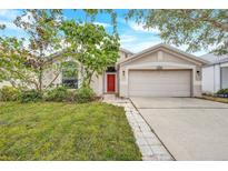 Charming single Gathering home featuring a well-maintained lawn and inviting front entry at 1126 Barclay Wood Dr, Ruskin, FL 33570