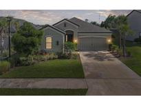 Charming single-story home boasts a manicured lawn, two-car garage, and inviting curb appeal at 15316 Shady Palms Ln, Nokomis, FL 34275