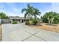Charming single-story home with a spacious driveway, well-kept lawn, and beautiful palm trees at 6731 Washington Pl, Bradenton, FL 34207