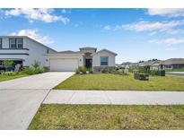 Charming single-story home with a well-manicured lawn and attached two car garage at 4405 Weathered Moss Gln, Palmetto, FL 34221