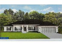 Charming single-story home boasts a manicured lawn and attached two-car garage at 6255 Charland Ave, North Port, FL 34286