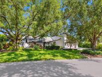 Charming home with lush landscaping and mature trees creating a serene setting in the front yard at 3900 Country View Dr, Sarasota, FL 34233