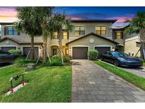 Inviting townhome with a well-manicured lawn and a paved driveway, nestled in a vibrant community with lush landscaping at 15225 Lyla Ter, Bradenton, FL 34211