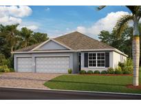 New construction home with a two-car garage and attractive landscaping at 25236 Rampart Blvd, Punta Gorda, FL 33983
