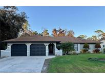 Single-story home with a two-car garage and landscaped yard at 20246 Hamilton Ave, Port Charlotte, FL 33952