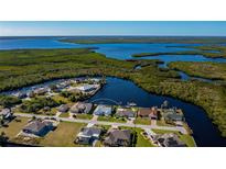 Aerial view of waterfront home with private dock and lush landscaping at 4203 Surfside Ct, Port Charlotte, FL 33948