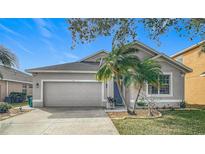 Charming single-story home with a two-car garage and landscaped front yard at 1796 Scarlett Ave, North Port, FL 34289