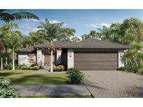 Charming single-story home with a tropical landscaped yard, neutral color palette, and an attached two-car garage at 4253 Killdeer Ter, North Port, FL 34288