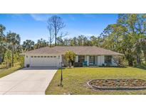 Charming single-story home with a well-manicured lawn and a two-car garage showcasing curb appeal at 2631 Tomaso Rd, North Port, FL 34287