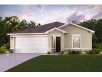 Charming single-story home with a well-manicured lawn and attached two-car garage at 7760 Lucinda Rd, North Port, FL 34291