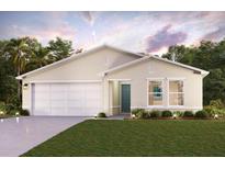 Charming single-story home with a two-car garage, a well-maintained lawn, and lovely landscaping at 7093 Roman Ave, North Port, FL 34291
