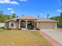 Charming single-story home with a well-maintained lawn, attached two car garage, and neutral color palette at 3614 January Ave, North Port, FL 34288
