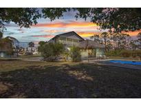 Inviting backyard with pool, tiki hut, and lush landscaping, perfect for outdoor relaxation and entertaining at 29324 Leah Rd, Punta Gorda, FL 33982
