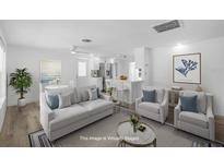 Bright open-concept living room showcasing a modern design with fresh, white interior and an open layout to the kitchen at 1020 Drury Ln, Englewood, FL 34224