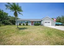 Charming single-story home with a well-manicured lawn, mature palm tree, and a welcoming pink front door at 4229 Cockrell St, Port Charlotte, FL 33948